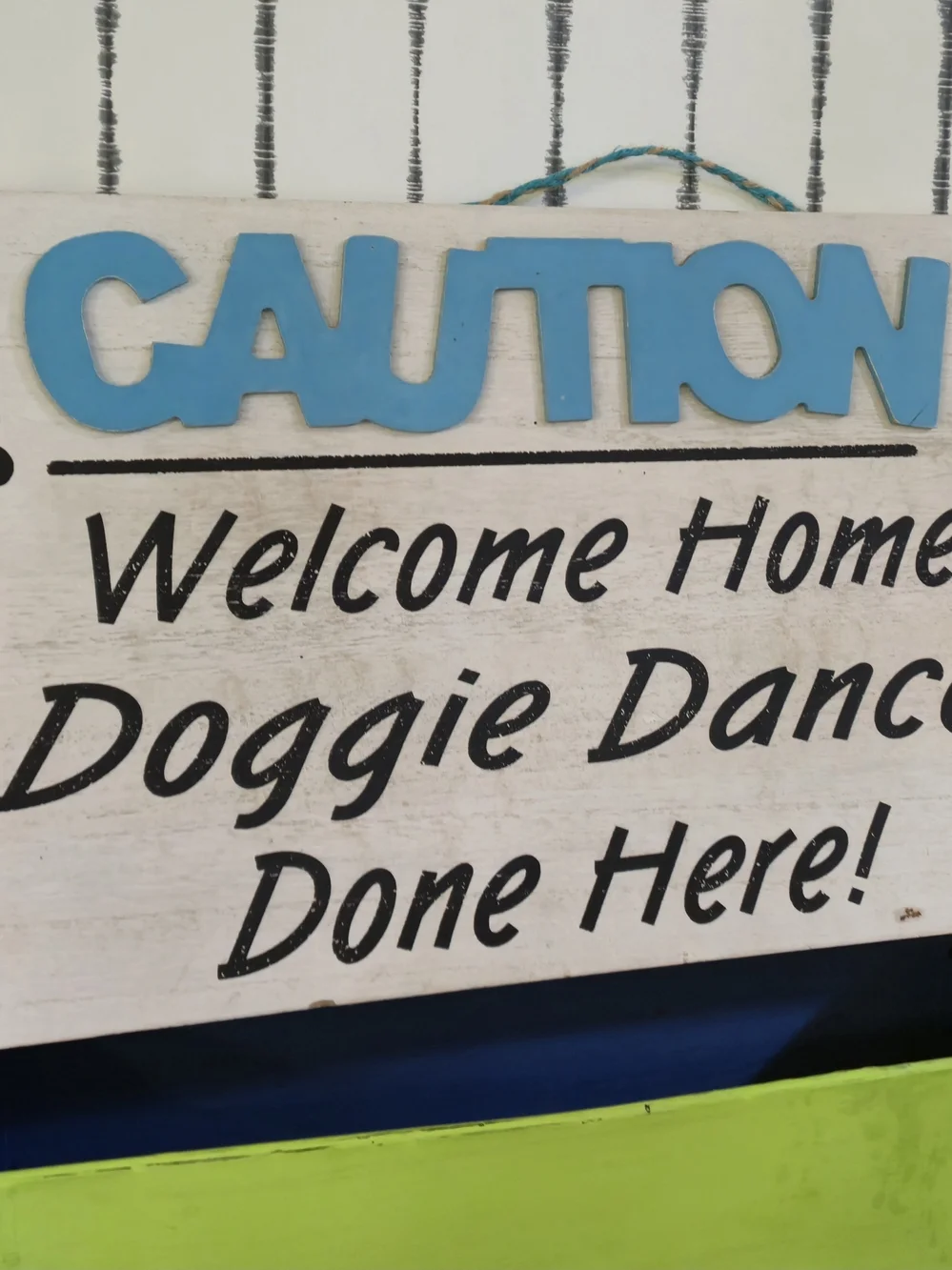 Doggie Dance Welcome Home Wooden Dog Sign – “Caution” Pet Wall Decor
